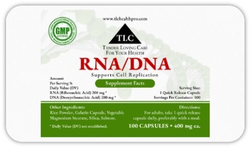 TLC HEALTH RNA/DNA – 100 Caps 400 mg – Supports Cell Anti Aging Regeneration
