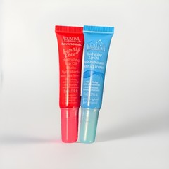 Aquafina flavorsplash Hydrating Lip Oil Set 2 Tubes Vitamin E Red/Blue 0.17