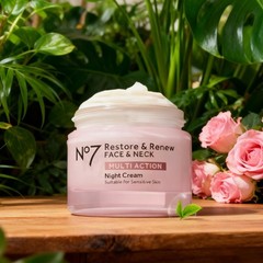 No7 Restore Renew Night Cream for Face Neck Multi-Action 50ML plastic container