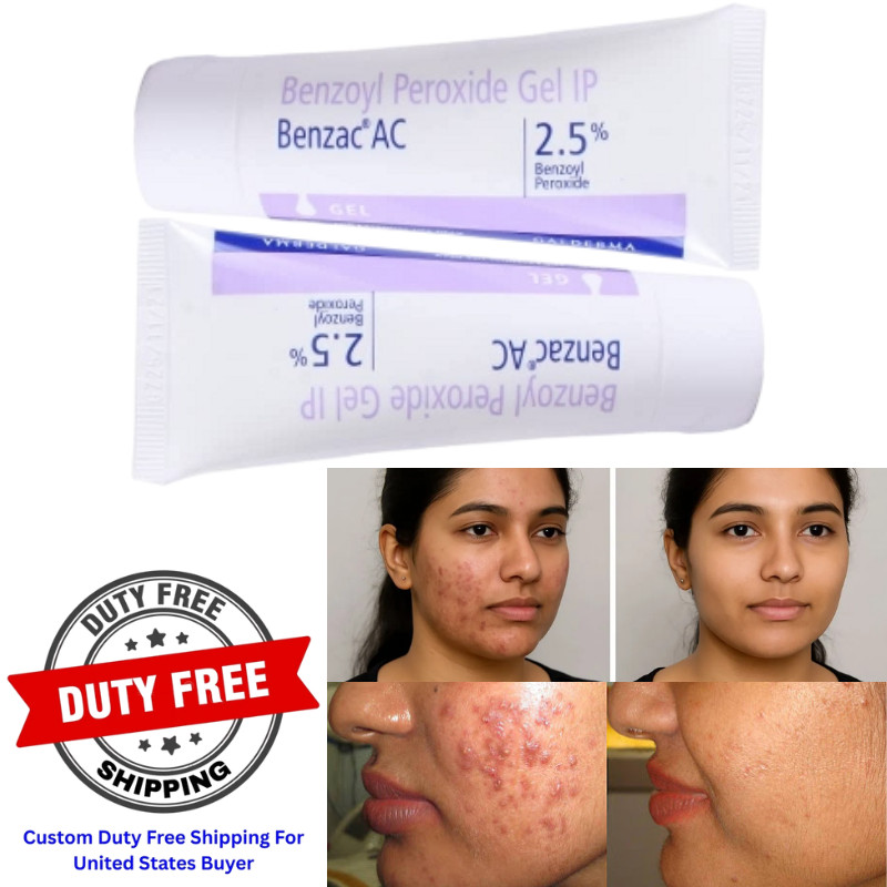 Galderma Benzoyl Peroxide 2.5% Benzac AC 30GM for acne, pimples Pack of 2