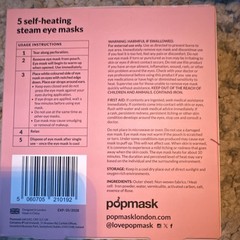 popmask Sleepover Self-Heating Steam Eye Masks Rose Scented Unisex 5 Pack