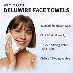 Disposable Face Towels XL 10&Prime;×12&Prime;, 50 Count Ultra Soft Thick Biodegradable