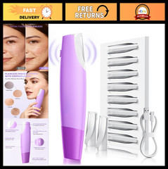 2-in-1 Sonic Dermaplaning Tool for Women – LED Light, 3-Speed Exfoliator, 8 Blad