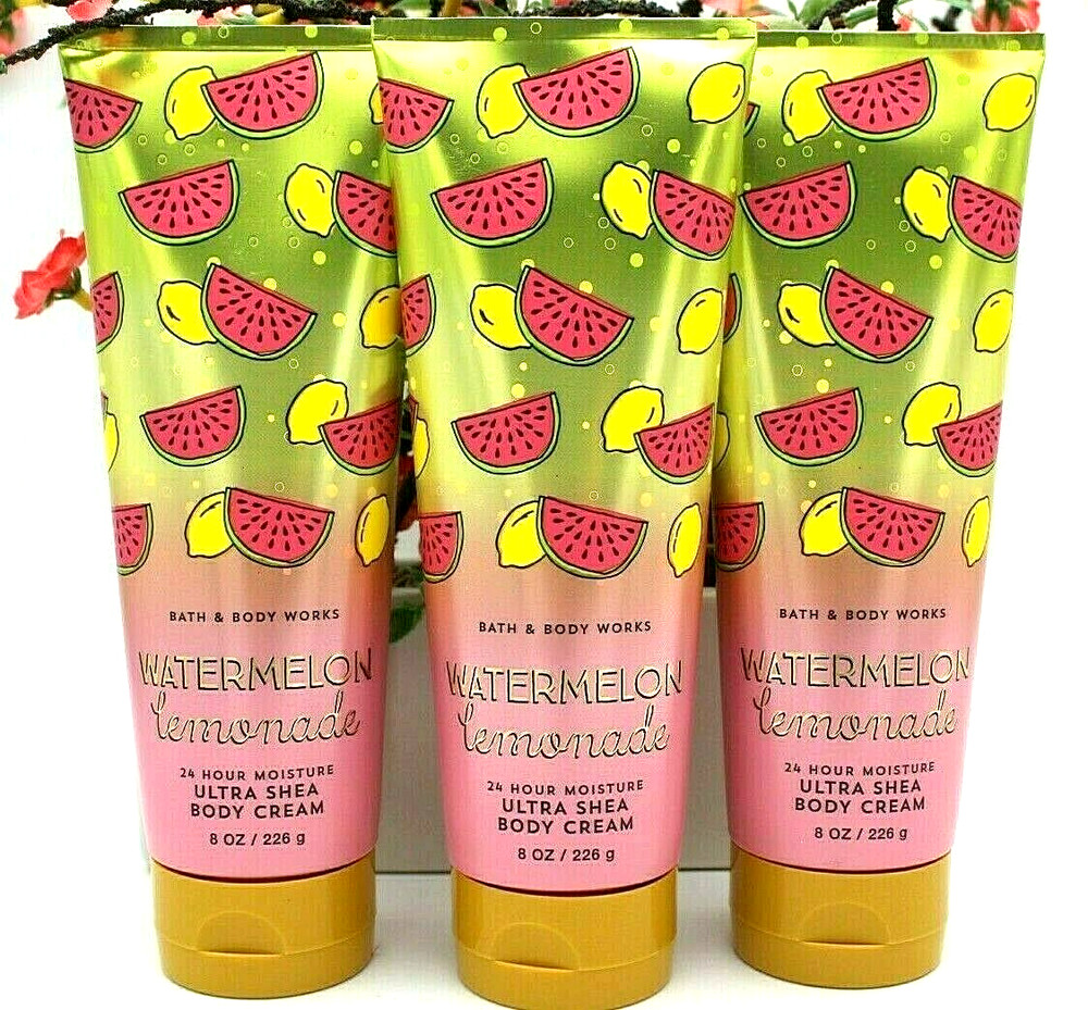 3 Bath & Body Works WATERMELON LEMONADE 24 HOUR MOISTURE SHEA Body Cream