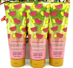 3 Bath & Body Works WATERMELON LEMONADE 24 HOUR MOISTURE SHEA Body Cream
