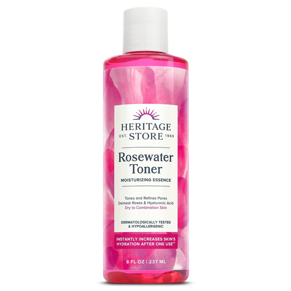 Heritage Store Rosewater Facial Toner with 8 Ounce (Pack of 1), Rose