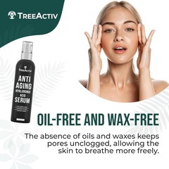 TreeActiv Hyaluronic Acid Face Serum 2oz Anti-Aging Hydrating Wrinkle Repair Oil