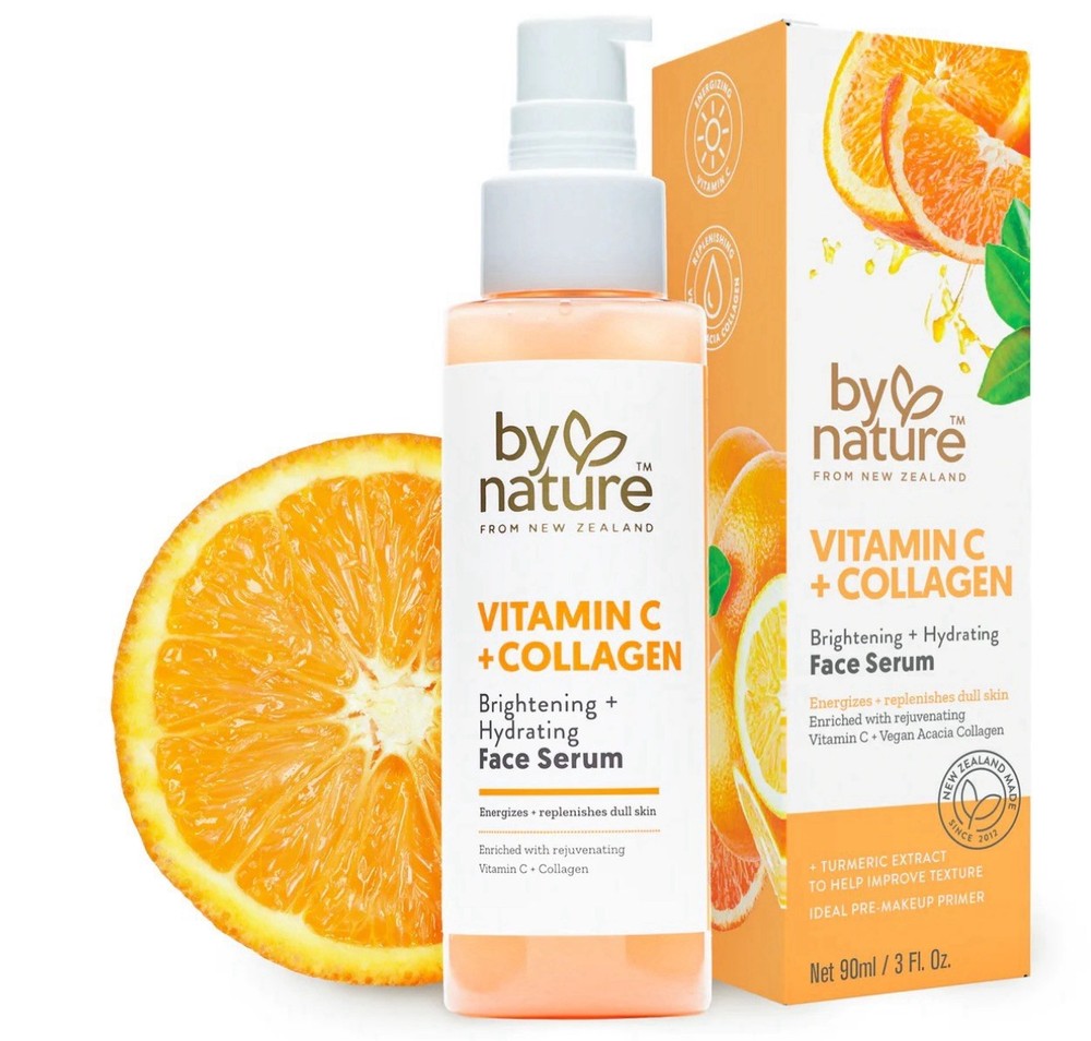 by nature Vitamin C + Collagen Brightening Hydrating FACE SERUM 3 fl oz New