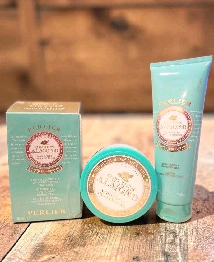 Perlier Golden Amber Almond Oil, Shower Cream, Body Balm Oil ** SEALED