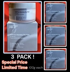 3pk WakeNaturePerfection Duo Cleansing Clay Mask T&U Zone w Hyaluronic Acid 100g