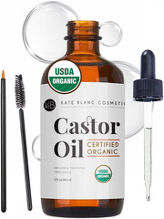 Castor Oil Organic for Hair, Lashes, Face, Skin (2Oz), 100% Pure, Cold Pressed,
