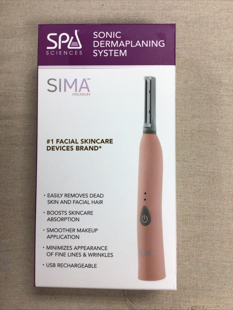 Spa Sciences Sima Sonic Dermaplaning Tool Exfoliation Hair Removal Pink