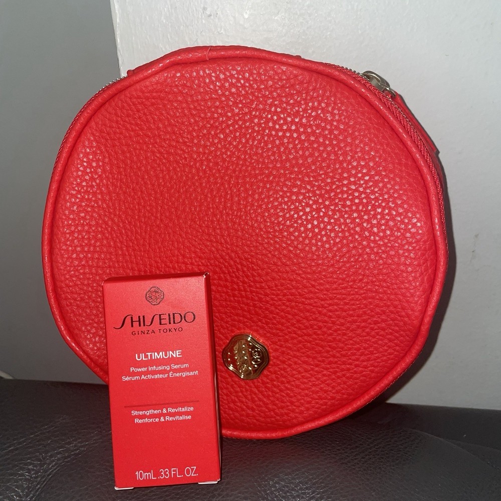 Shiseido Ultimune Power Mini Serum & Circle Zip Pouch Travel Bag