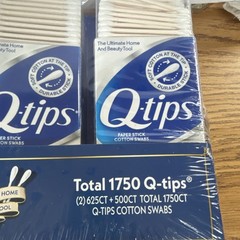 Q-tips Cotton Swabs 1750 Count Durable Paper Stick White Rounded Tip