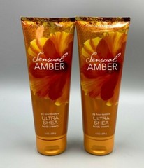 Bath & Body Works Sensual Amber Ultra Shea Body Cream 8 oz Set of 2 #9507