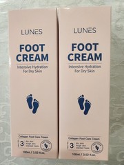 2 LUNES FOOT CREAM INTENSIVE HYDRATION FOR DRY SKIN COLLAGEN CARE CREAM 3.52 OZ