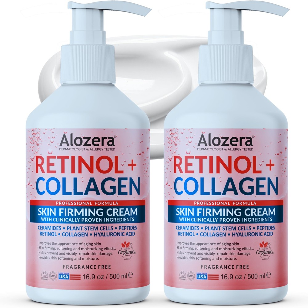 Alozera Firming Body Lotion with Retinol & 16.9 Ounce (Pack of 2), White