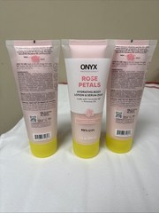 ONYX 3pc Lot Rose Petals Hydrating Body Lotion & Serum Duo 7oz 208ml ~ New (x3)