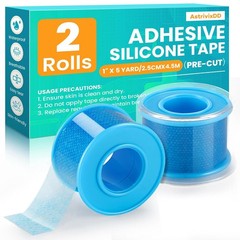 Soft Silicone Waterproof Medical Tape 2 Rolls 1&Prime; x 5 Pre Cut Mouth Tape