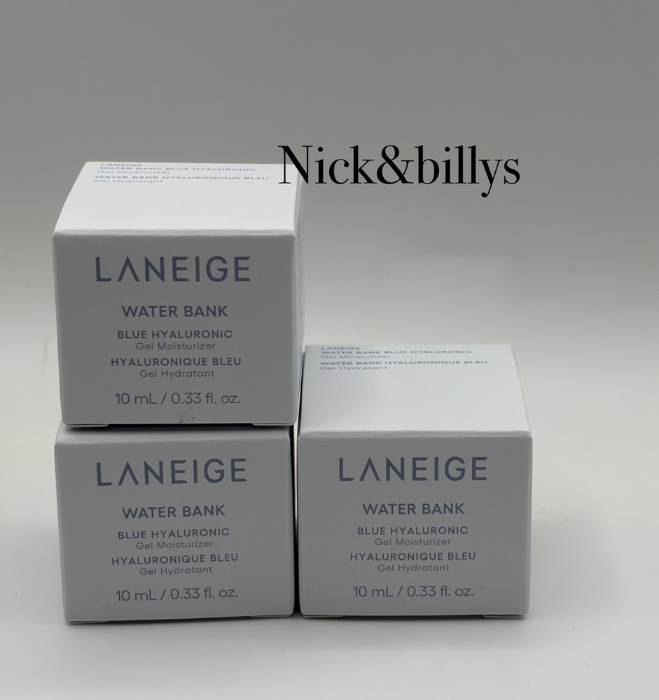 NEW 3X Laneige Water Bank Blue Hyaluronic Gel Moisturizer MINIS 10ml/0.33oz Each