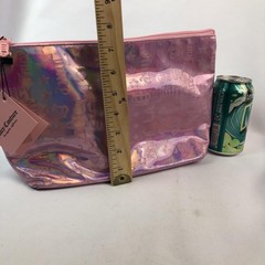 Juicy Couture Pink Holographic Cosmetic Bag W/ Travel Toiletry Bottle New