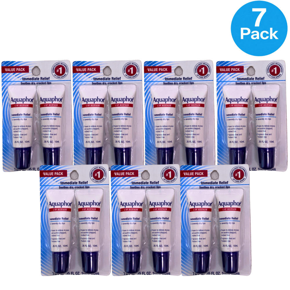 Aquaphor Lip Repair Ointment Immediate Relief Value Pack 0.35 oz Tubes 7 Pack Ne