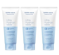 MISSHA Super Aqua Ultra Hyalron Foaming Cleanser – 200ml (3 Pack Set)