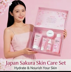 New LAIKOU Sakura 5PCS Facial Skincare Set with Cleanser & Serum