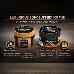 Men&rsquo;s Body Butter Set of 2 – Shea & Cocoa Moisturizer, Hydrating Skin Care