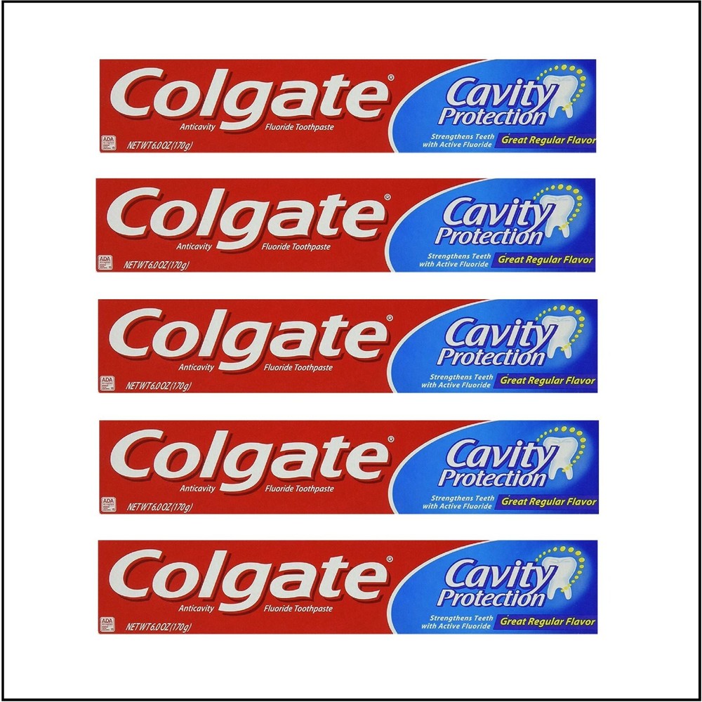 Colgate Cavity Protection Fluoride Toothpaste 5 x 6oz Regular Mint Flavor