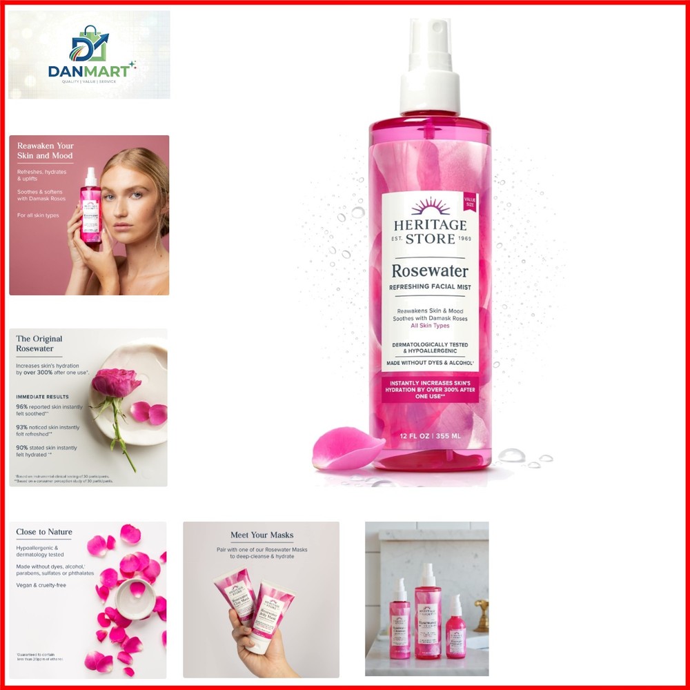 Rosewater – Refreshing Face Mist with Damask Rose, All Skin Types – Hydrating…