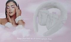 MAKEUP ERASER Drip Free 3pc Set ~ Headband Wristbands ~ Ivory White