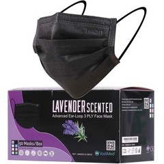 Disposable Slightly Lavender Scented Face Masks, 3-Ply, Individually Wrapped