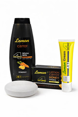 Lemon + Carrot 3-Piece Skincare Set | Exfoliating Soap + Body Milk + Lemon Cream