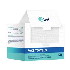 Ditoi Disposable Face Towels XL, Soft Cotton Facial Cleansing 50 pcs, White