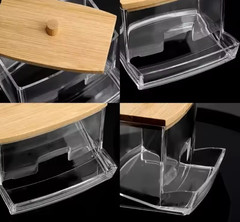 Cotton Swab Storage Box Double Head Cotton Buds Container Transparent Square Box