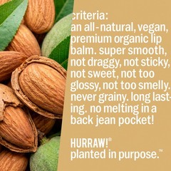 HURRAW! Almond, Coconut, Licorice Lip Balms, 3 Pack Bundle: 100% Natural.