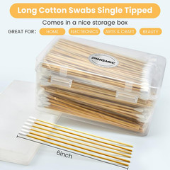 500PCS 6&Prime; Cotton Swabs in Storage Box – Long Cotton Swab with Wooden Sticks – Li