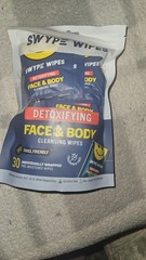 SWYPE Detoxifying Face & Body Cleansing Wipes Alcohol/Fragrance-Free 30 Ct