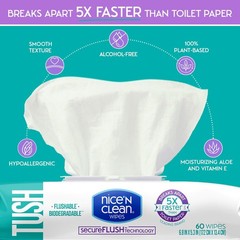 Nice &lsquo;N Clean SecureFLUSH Flushable Wet Wipes (42 Count – 6 Packs) | Moist Toile