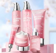 Sealed Sadoer Collagen Sakura Six Piece Skin Care Set, Please See Photos