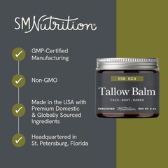 Beef Tallow Balm for Men | Face & Body | Men’s Health & Barrier Support 2 oz