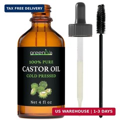 Greenive 100% Pure Castor Oil – Cold-Pressed, Hexane-Free – Hair, Eyebrows, Eyel
