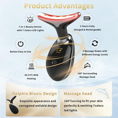 Facial Beauty Device, Multifunctional Facial Skin Care Tools with Vibration, Red