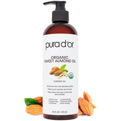 Organic Sweet Almond Oil 16 Oz – Pure Carrier Oil for Hair & Skin, Moisturizing,