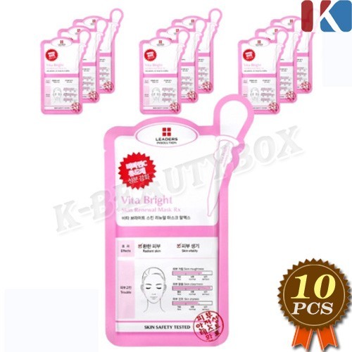 LEADERS INSOLUTION Vita Bright Skin Renewal Mask 25ml x 10pcs Brightening NEW