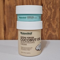 NatureWell Extra Virgin Coconut Oil & Monoi Oil Moisturizing Cream 16 oz & 3.4oz