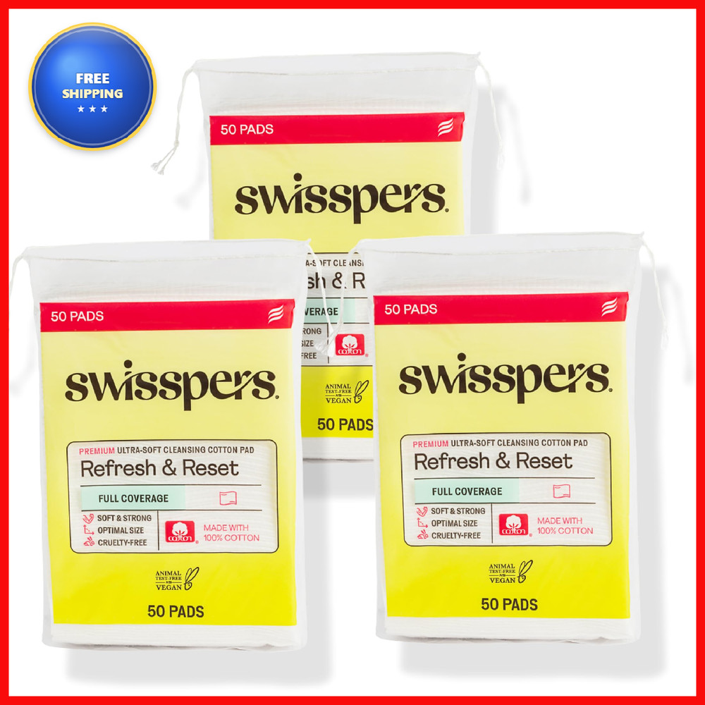 Swisspers Premium Facial Cleansing Pad 100 Cotton Ultra Soft Extra Large 50