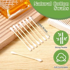 5000 Organic Bamboo Cotton Swabs – Double Round Buds, Sterile Tips for Makeup &