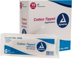 10 Pouches of 100 Single-Ended Cotton Tipped Applicators: 6&Prime; Long (1,000 total)